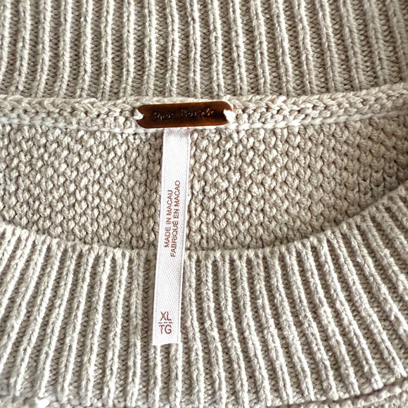 Free People Easy Street Crop Pullover Women’s XL Oatmeal Slouchy Sweater Boho - Picture 8 of 11